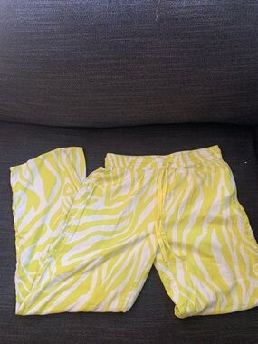 Anthropologie Yellow & White Zebra-Print Pants